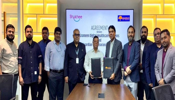 স্বাস্থ্যসেবা সহজলভ্য করতে গার্ডিয়ান লাইফ ইন্সুরেন্স লিমিটেড ও গ্রামীণ ডিজিটাল হেলথকেয়ার সল্যুশনের মধ্যে চুক্তি স্বাক্ষর