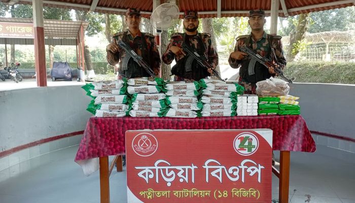 পাঁচবিবি সীমান্তে বিপুল পরিমাণভারতীয় পণ্য আটক