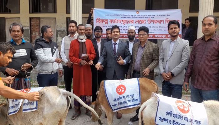 উজিরপুরে বিকল্প কর্মসংস্থানের লক্ষ্যে উপকরণ গরু বিতরণ অনুষ্ঠিত হয়েছে