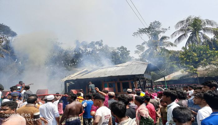 বরিশালের উজিরপুরে ভয়াবহ আগুনে নিঃস্ব ৫ পরিবার