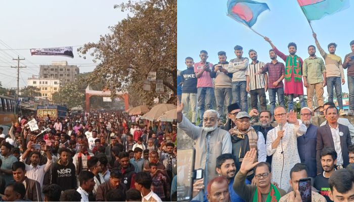 জীবননগরে বাবু খানরে নেতৃত্বে এক কিলোমিটারজুড়ে বিএনপির গণমিছিল