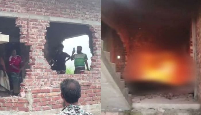 ভাঙ্গায় মাদক ব্যবসায়ীর বাড়ি ভাঙচুর করে আগুন দিলো ক্ষুব্ধ এলাকাবাসী