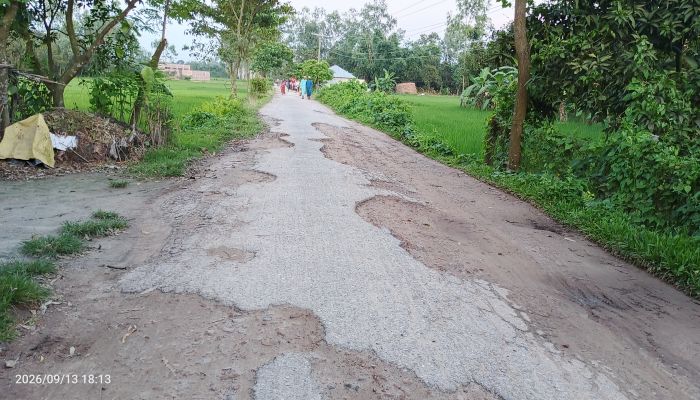 খানাখন্দে বেহাল সড়ক, ভোগান্তিতে পথচারী ও এলাকাবাসী