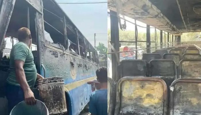 ডেমরায় জগন্নাথ বিশ্ববিদ্যালয়ের বাসে আগুন